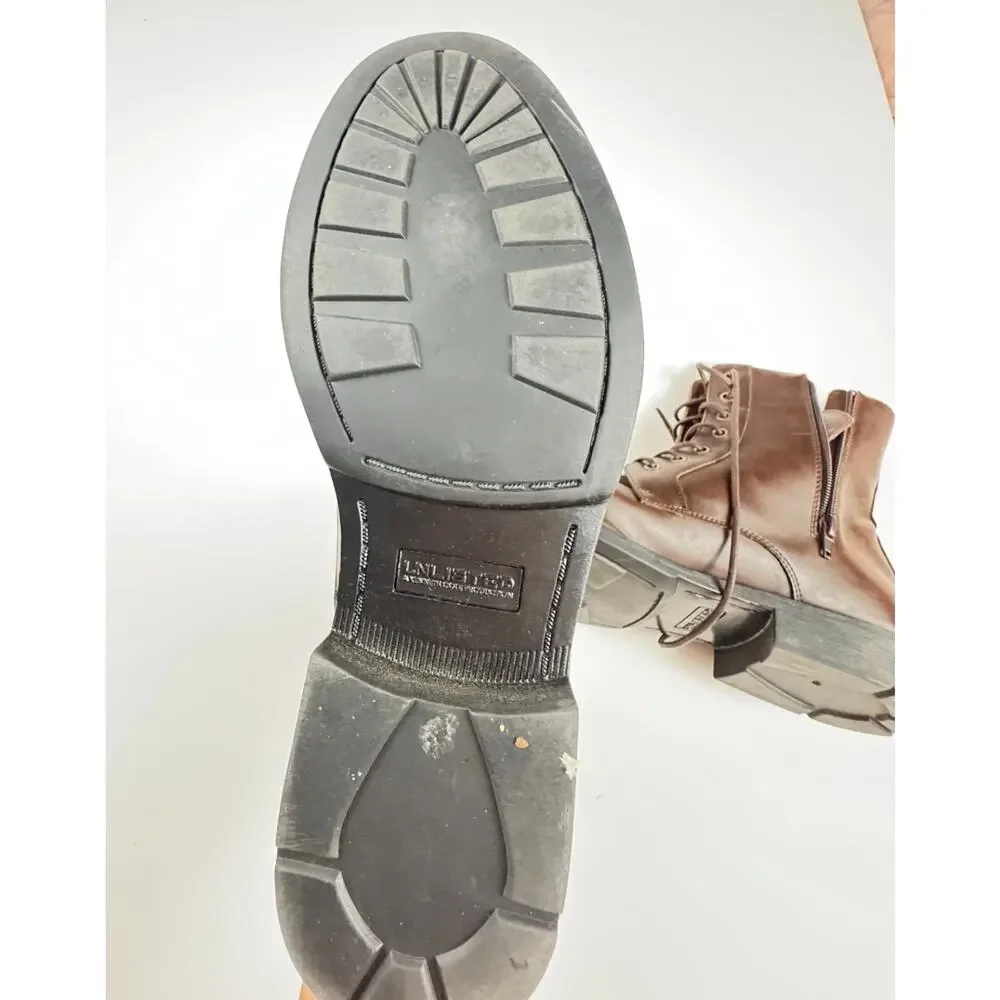 Unlisted by Kenneth Cole Brown Lace Up Zip Boots Mens 11 New